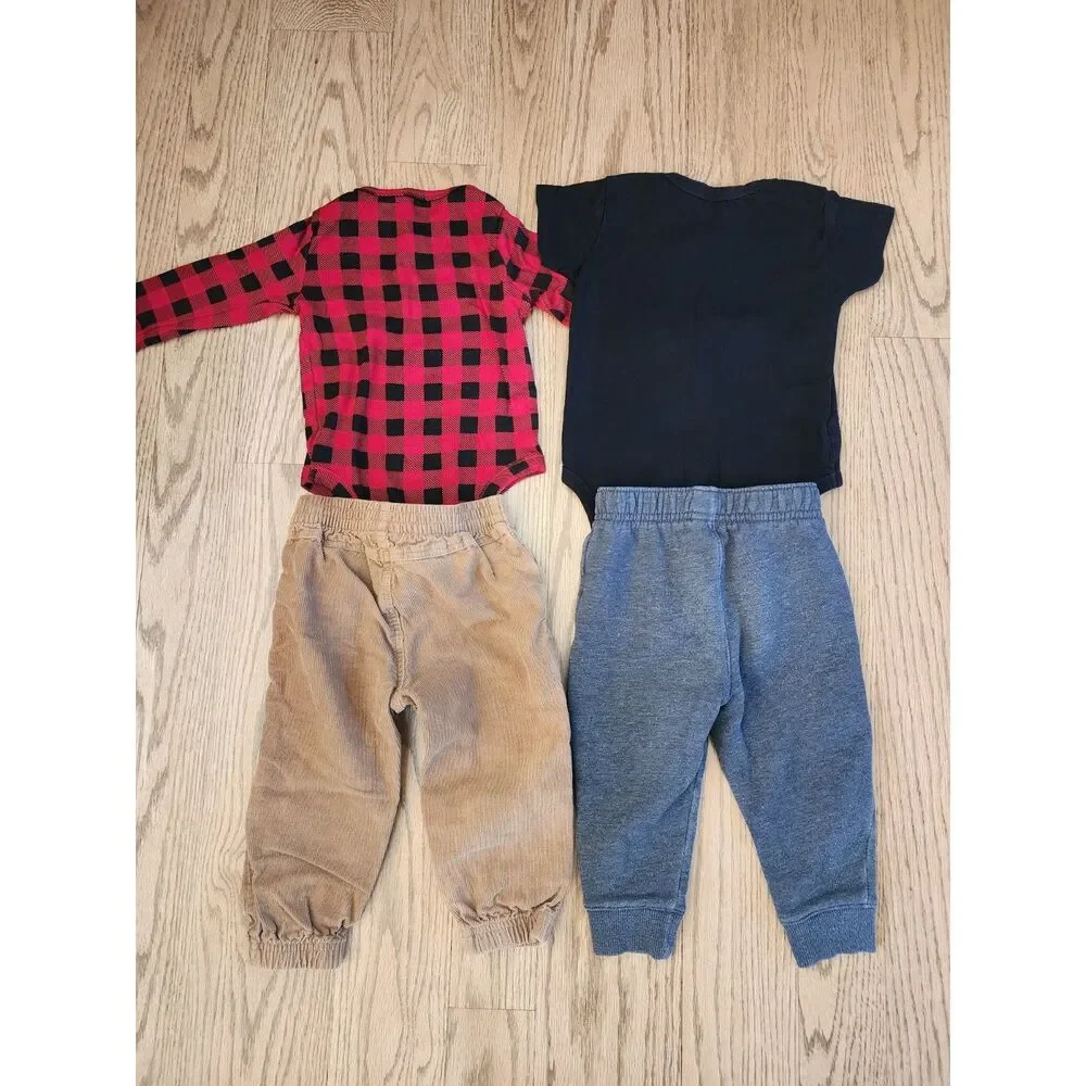 18M Lot of 4 Player 3 Has Entered The Game, Red Buffalo Plaid, Body Suits, Pants